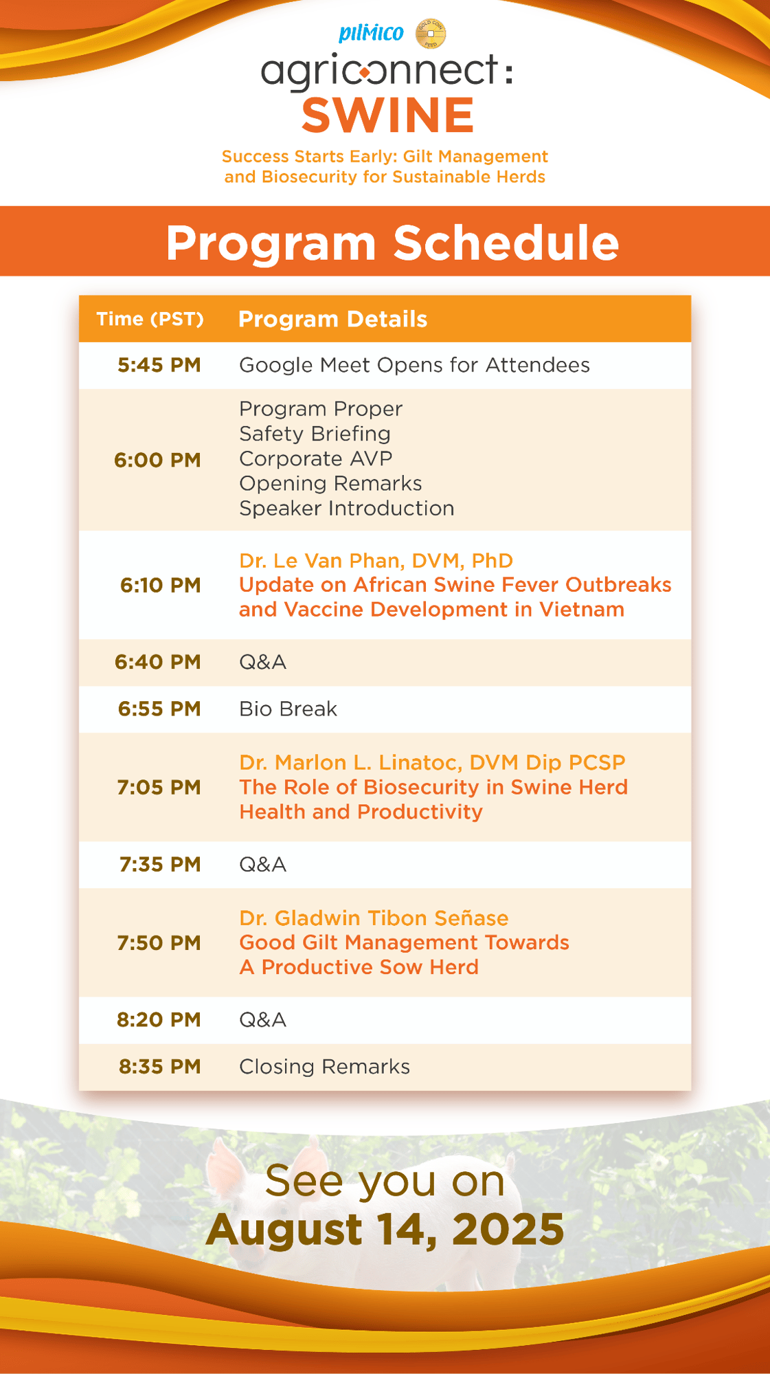 Program schedule Program schedule
